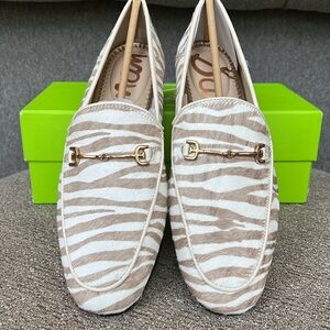 Sam Edelman Loraine Bit Loafer NWB Women's Sz 9 Taupe Zebra Cow Hair Gol…